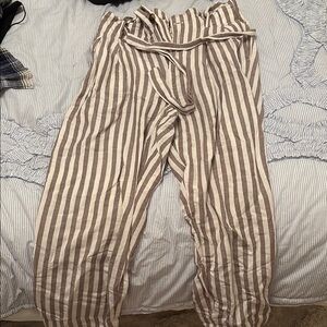 Madewell Brown and White Striped Pants